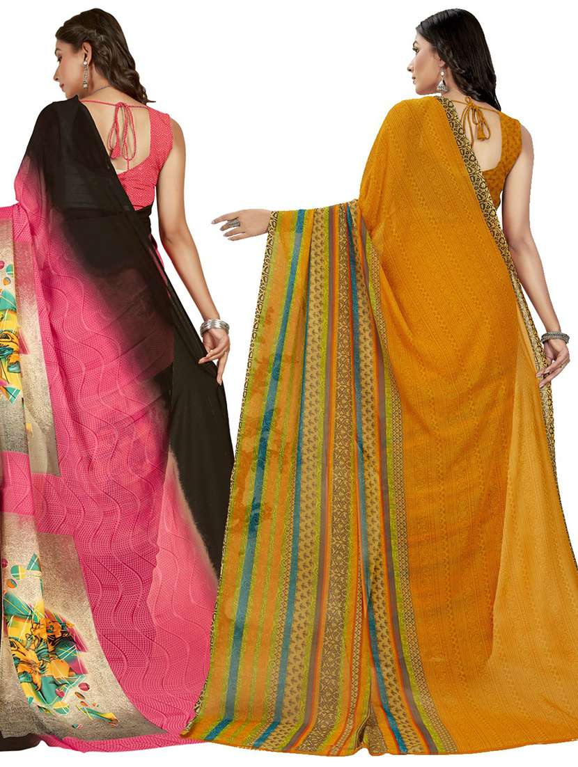 pack of 2 printed casual wear sarees with blouse - 21406835 -  Standard Image - 2