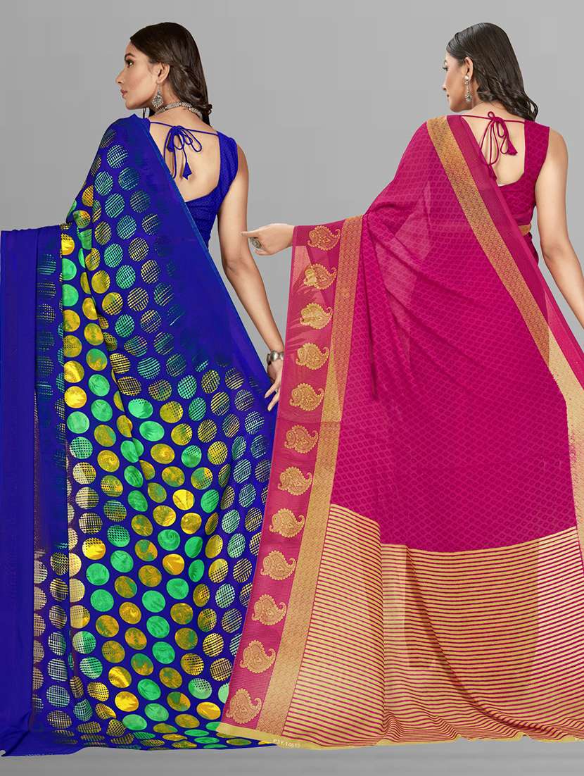 pack of 2 printed casual wear sarees with blouse - 21406836 -  Standard Image - 2