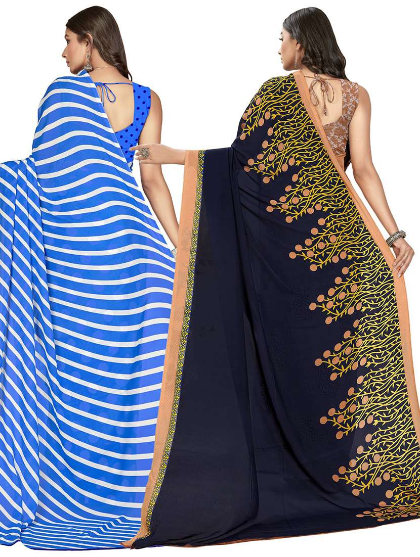 pack of 2 printed casual wear sarees with blouse - 21406840 -  Standard Image - 2