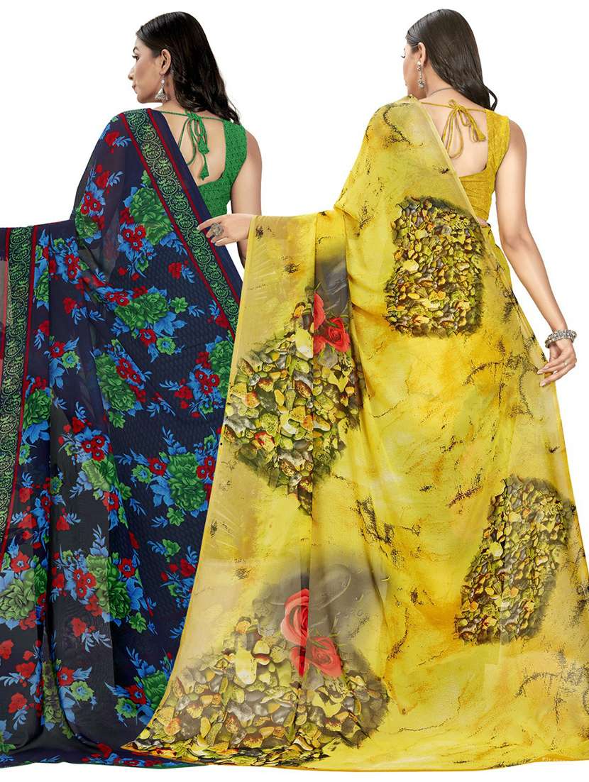 pack of 2 casual wear combo sarees with blouse - 21406859 -  Standard Image - 2