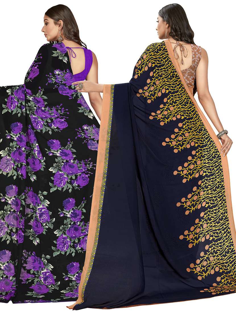 women pack of 2 printed saree with blouse - 21406863 -  Standard Image - 2