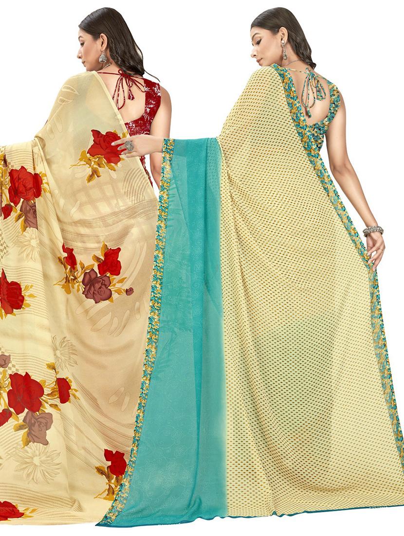 pack of 2 casual wear combo sarees with blouse - 21406864 - Standard Image - 2