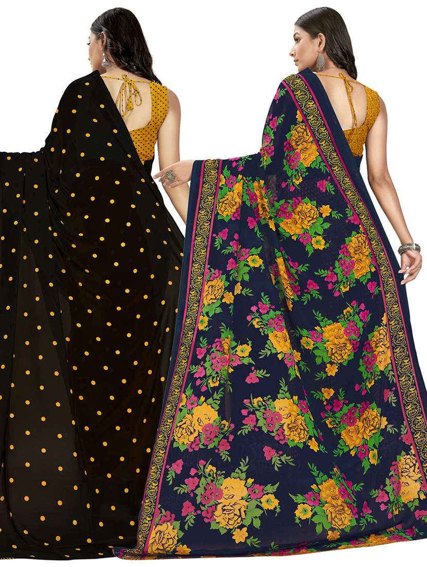 pack of 2 printed casual wear sarees with blouse - 21406954 -  Standard Image - 2