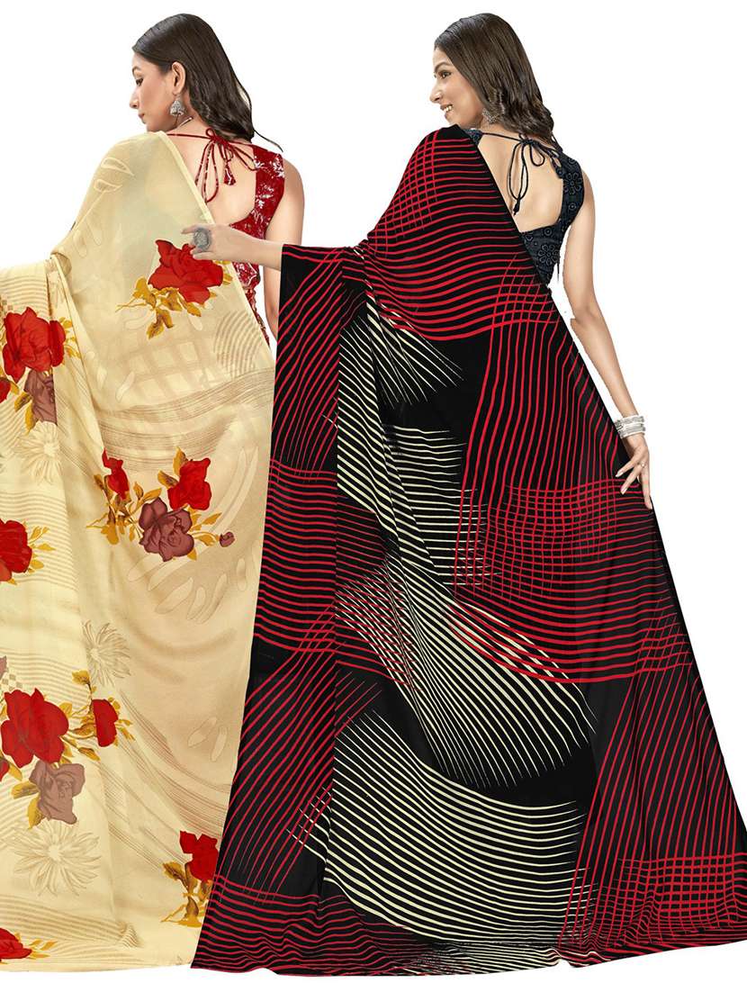 pack of 2 printed casual wear sarees with blouse - 21407017 -  Standard Image - 2