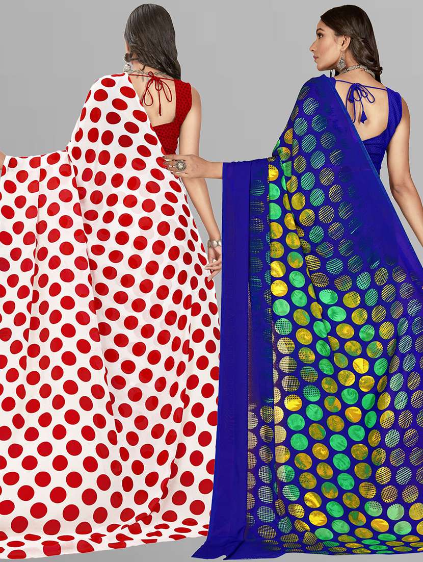 pack of 2 printed casual wear sarees with blouse - 21407042 -  Standard Image - 2