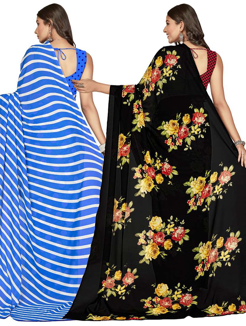women pack of 2 printed saree with blouse - 21407055 -  Standard Image - 2
