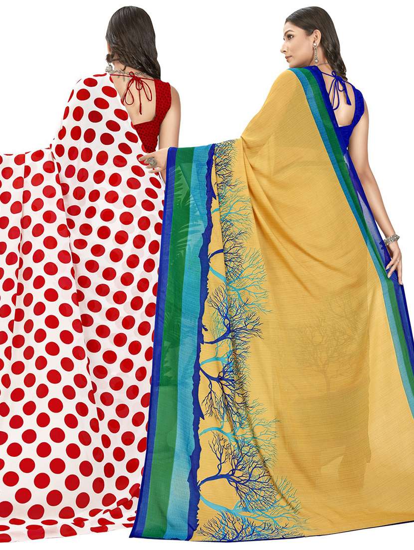 pack of 2 casual wear combo sarees with blouse - 21407057 -  Standard Image - 2