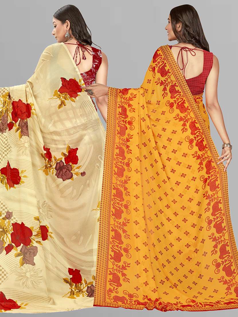 pack of 2 printed casual wear sarees with blouse - 21407085 -  Standard Image - 2