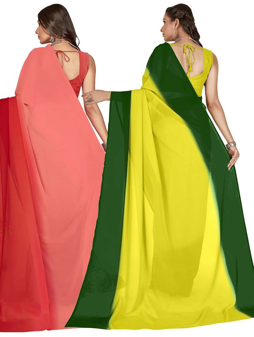 pack of 2 casual wear combo sarees with blouse - 21407090 -  Standard Image - 2