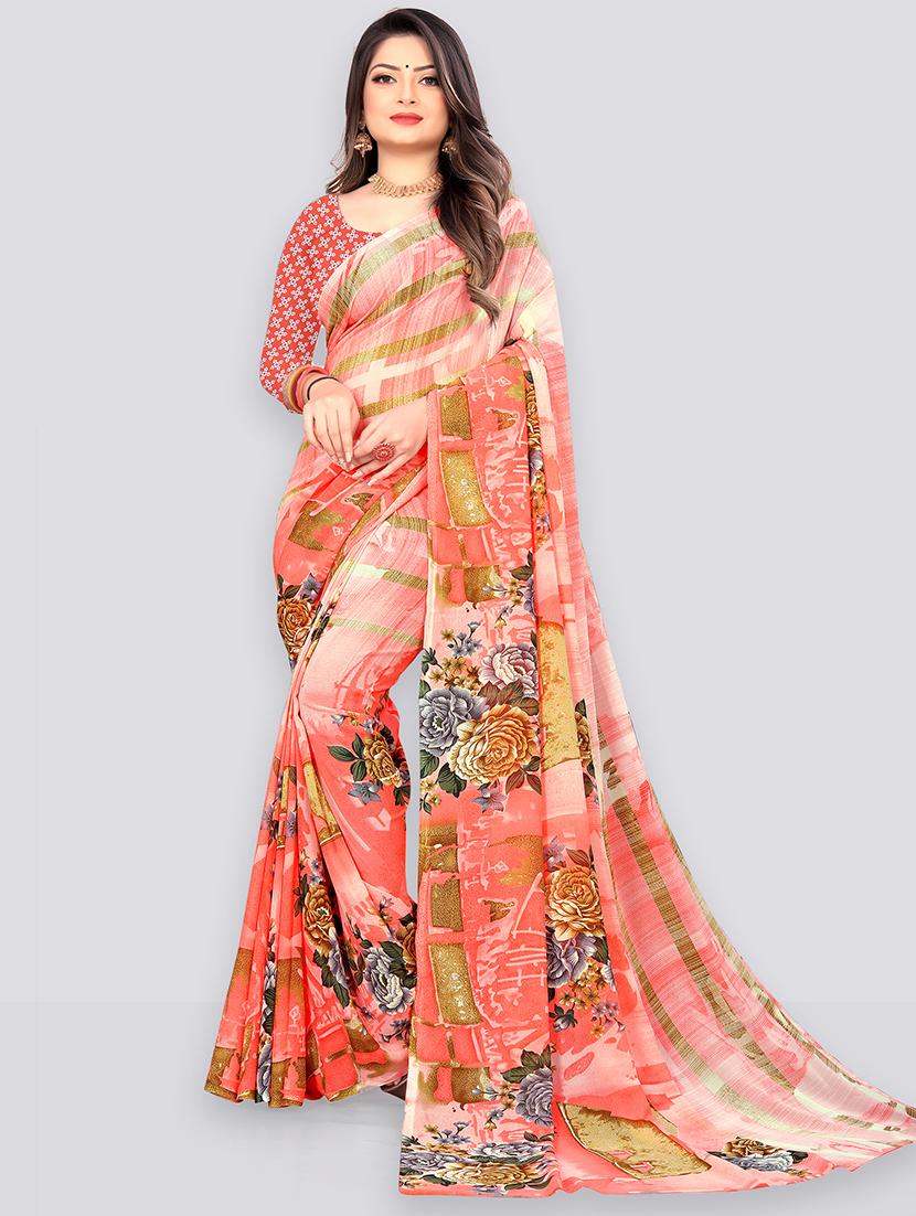 women printed casual wear saree with blouse - 21407100 -  Zoom Image - 0
