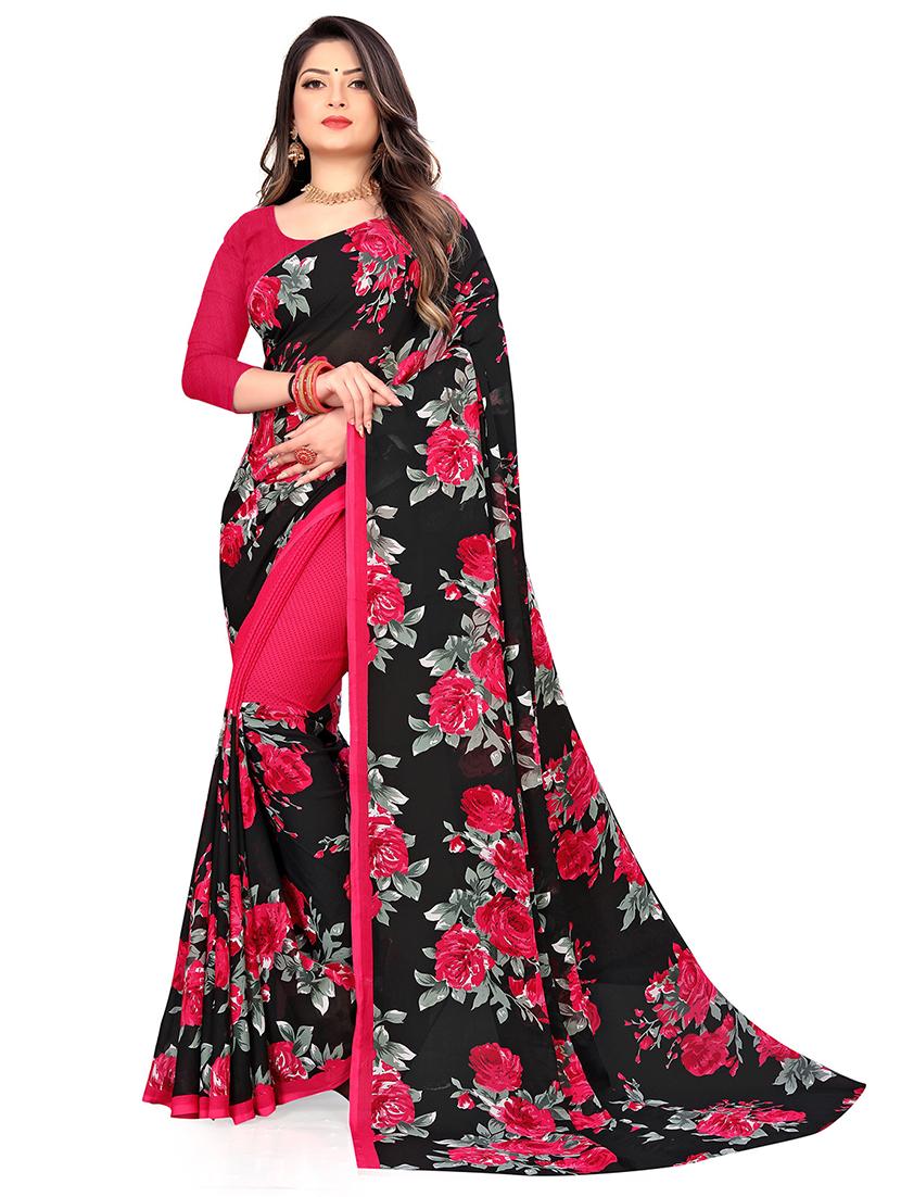 women printed casual wear saree with blouse - 21407133 -  Zoom Image - 0