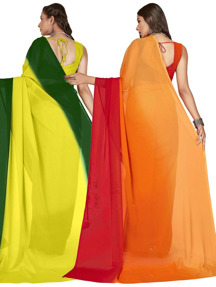 pack of 2 casual wear combo sarees with blouse - 21407281 -  Standard Image - 2