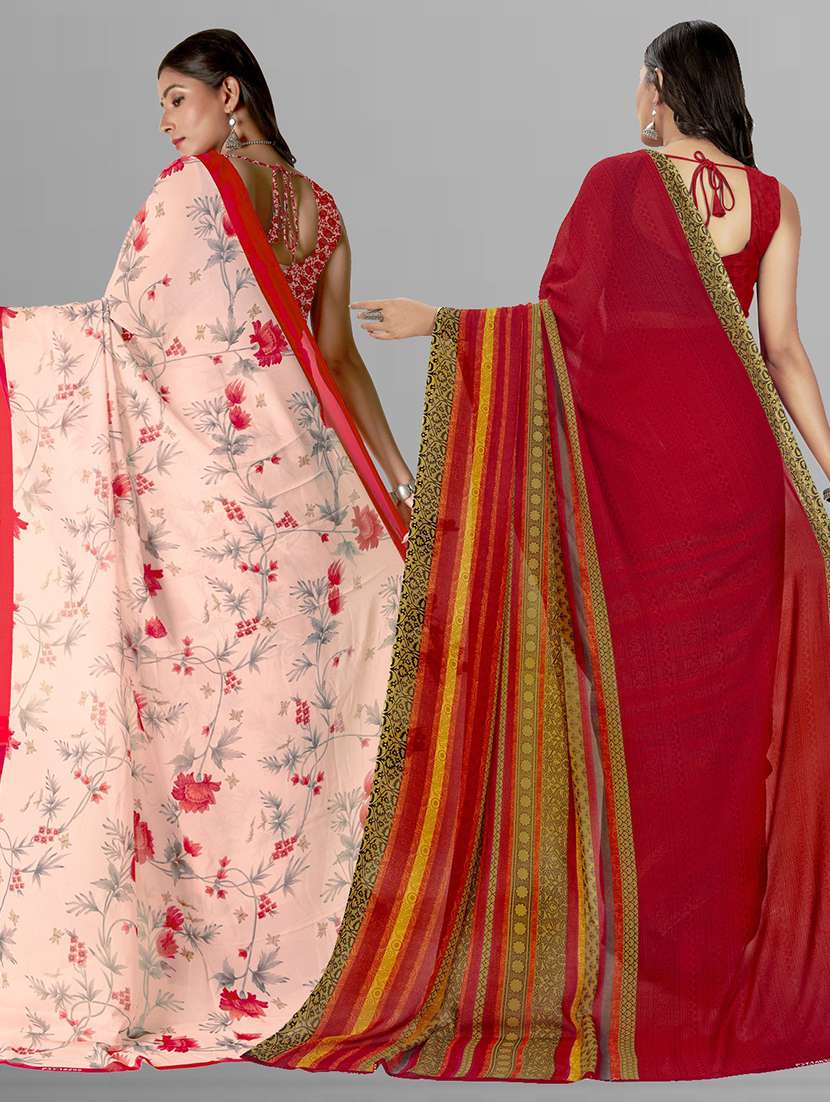 pack of 2 printed casual wear sarees with blouse - 21407305 -  Standard Image - 2