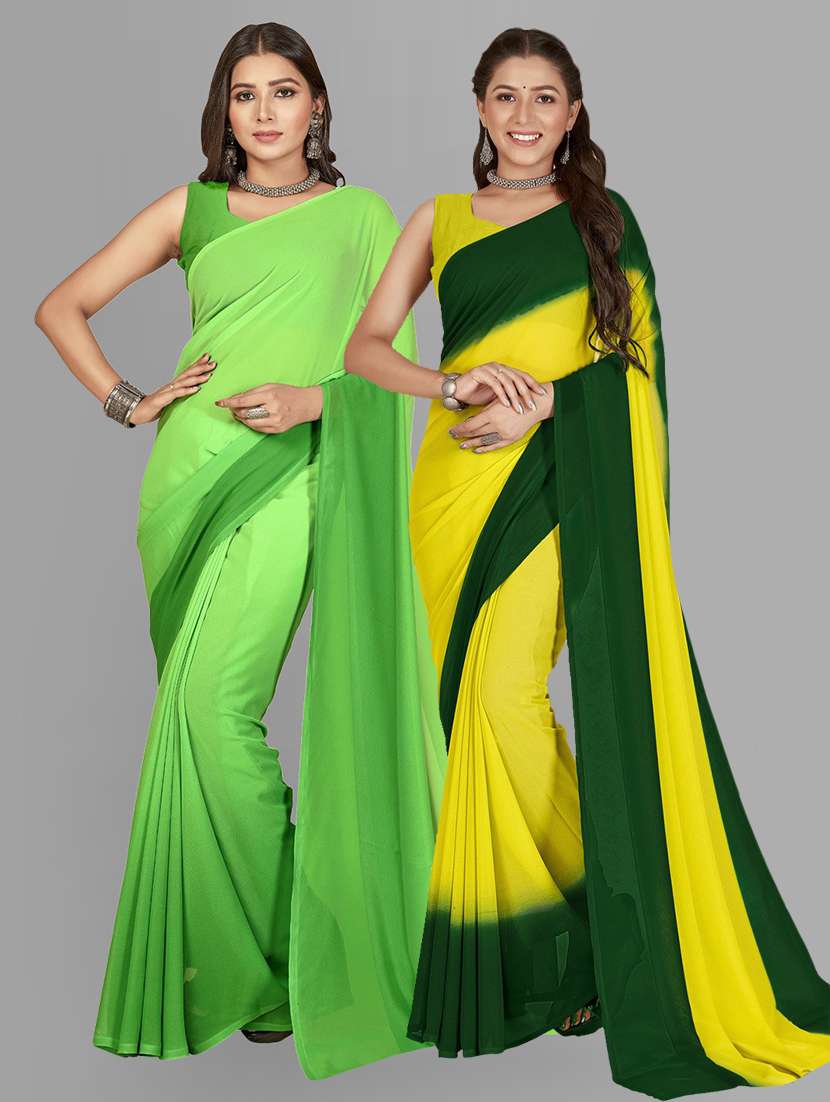 women pack of 2 printed saree with blouse
