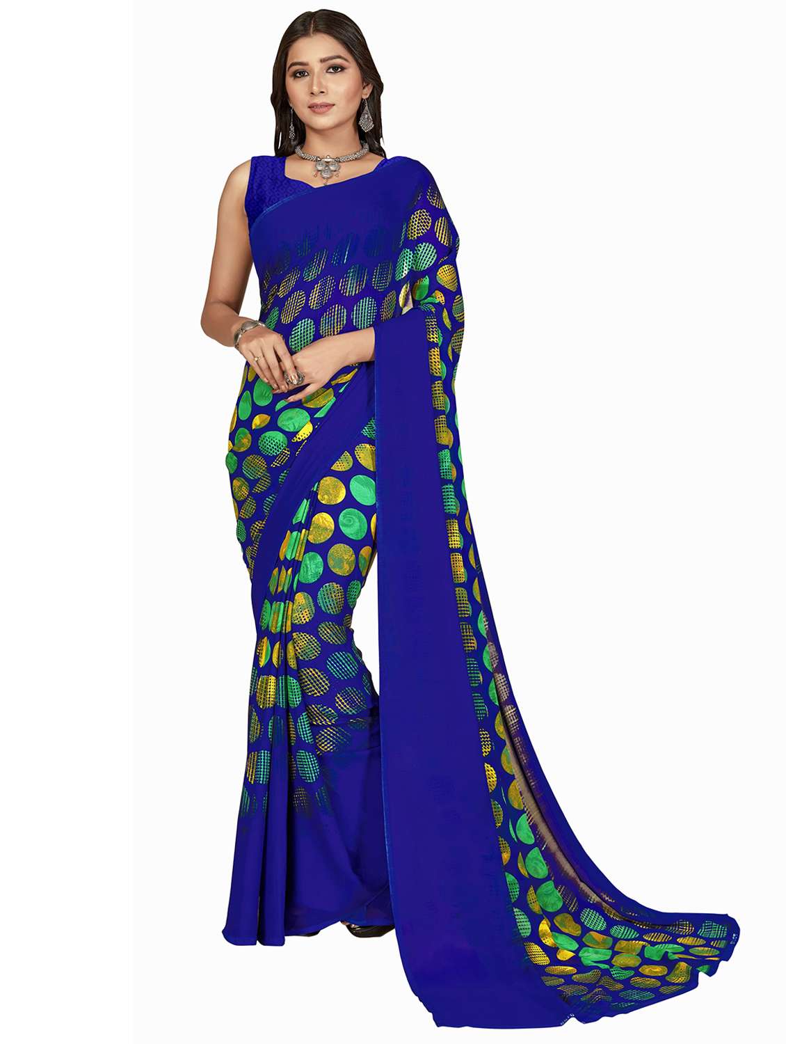 women printed saree with blouse