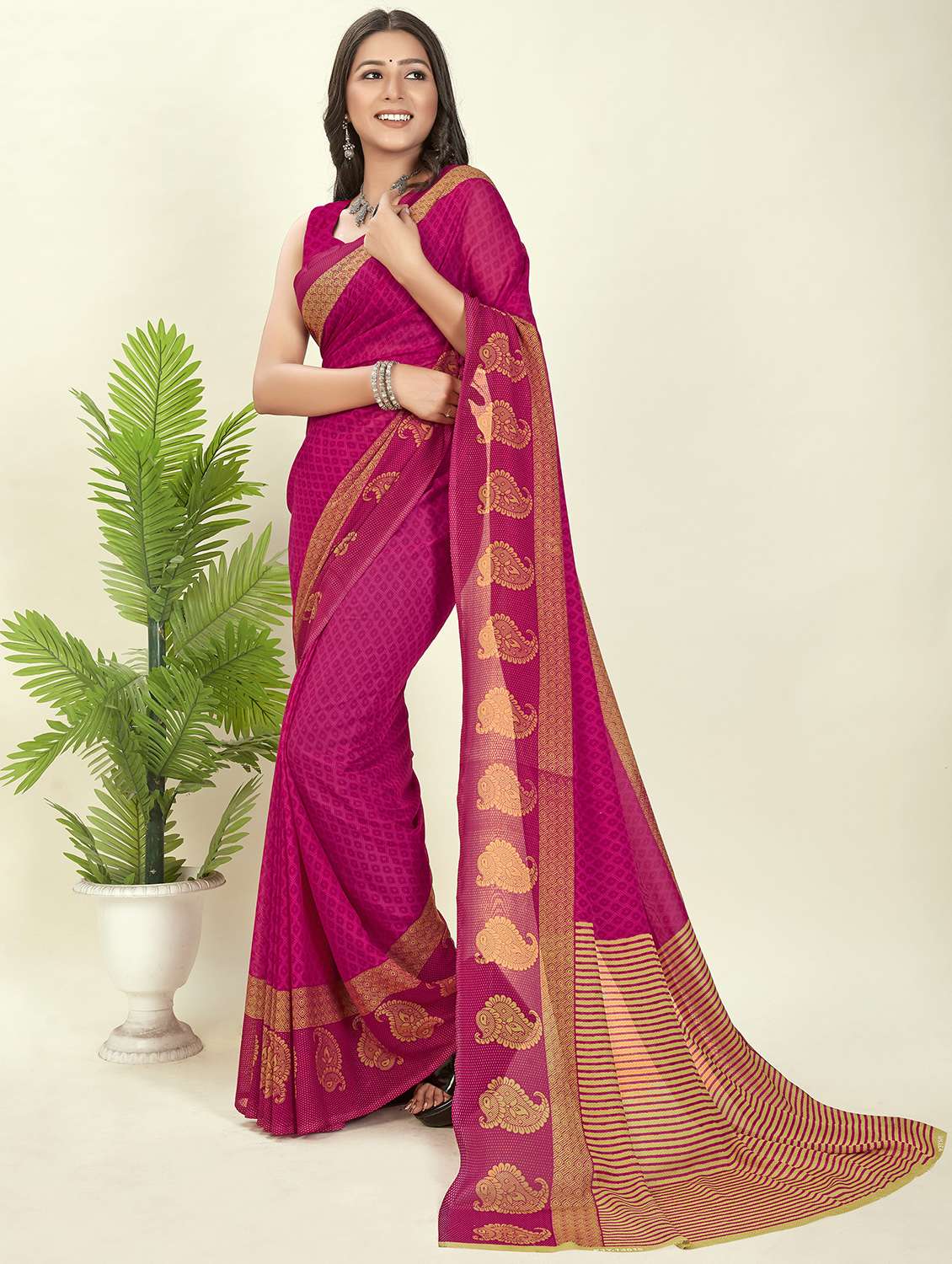 women printed saree with blouse