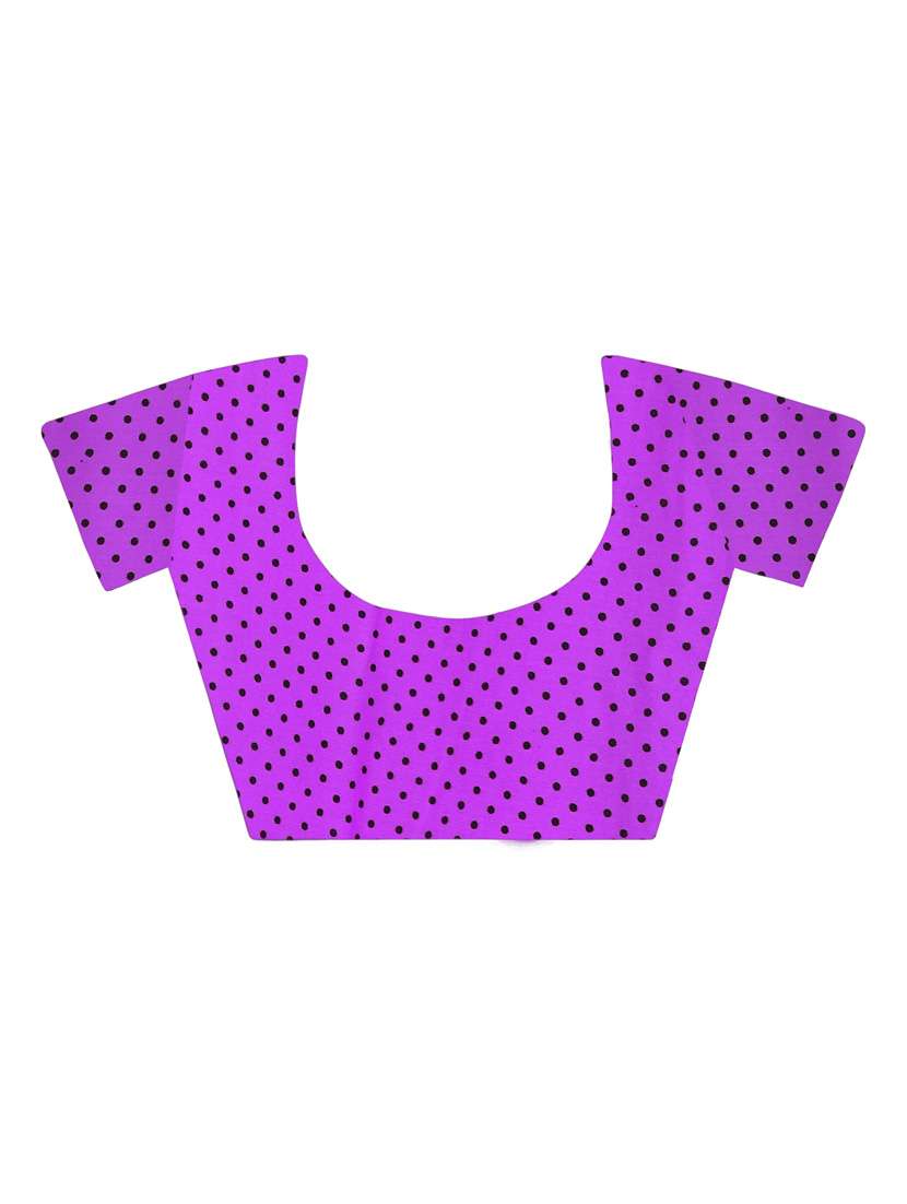 women purple polka dots printed saree with blouse - 21410675 -  Standard Image - 2