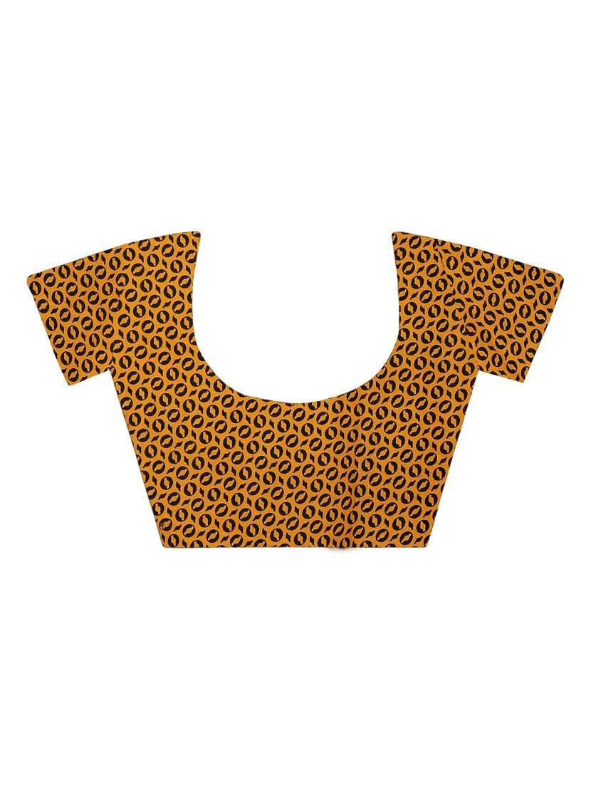 women mustard animal print saree with blouse - 21410696 - Standard Image - 2