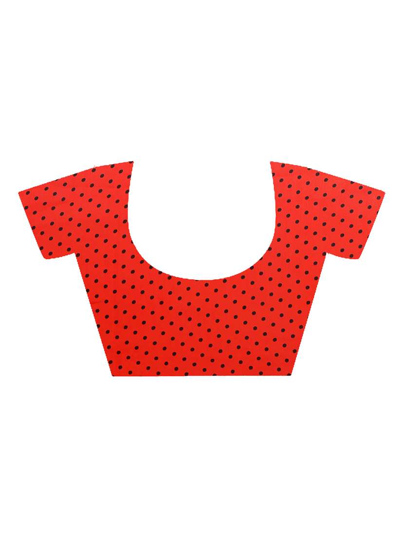 women black polka dots printed saree with blouse - 21410703 -  Standard Image - 2