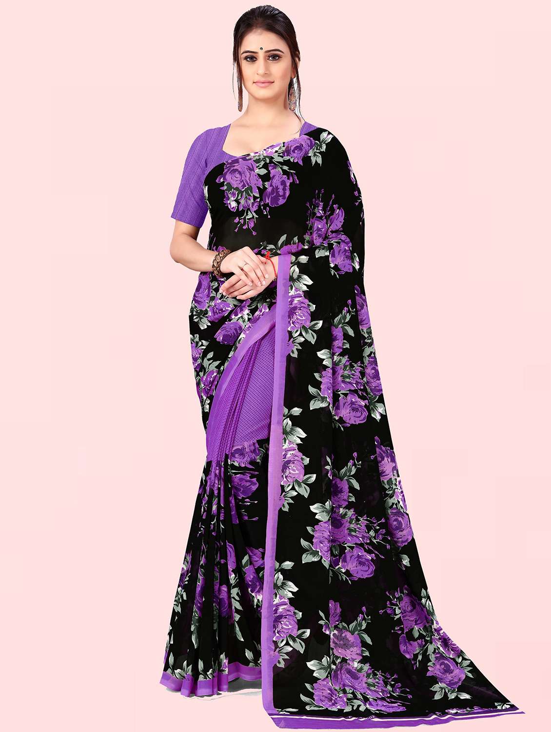 women printed saree with blouse