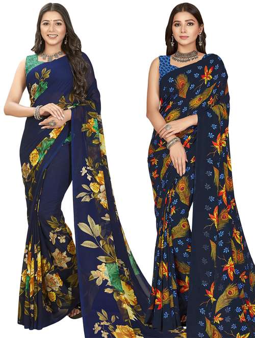 women pack of 2 casual wear combo sarees with blouse - 21411835 - Standard Image - 0