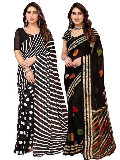 pack of 2 printed casual wear sarees with blouse - 21411876 -  Standard Image - 0
