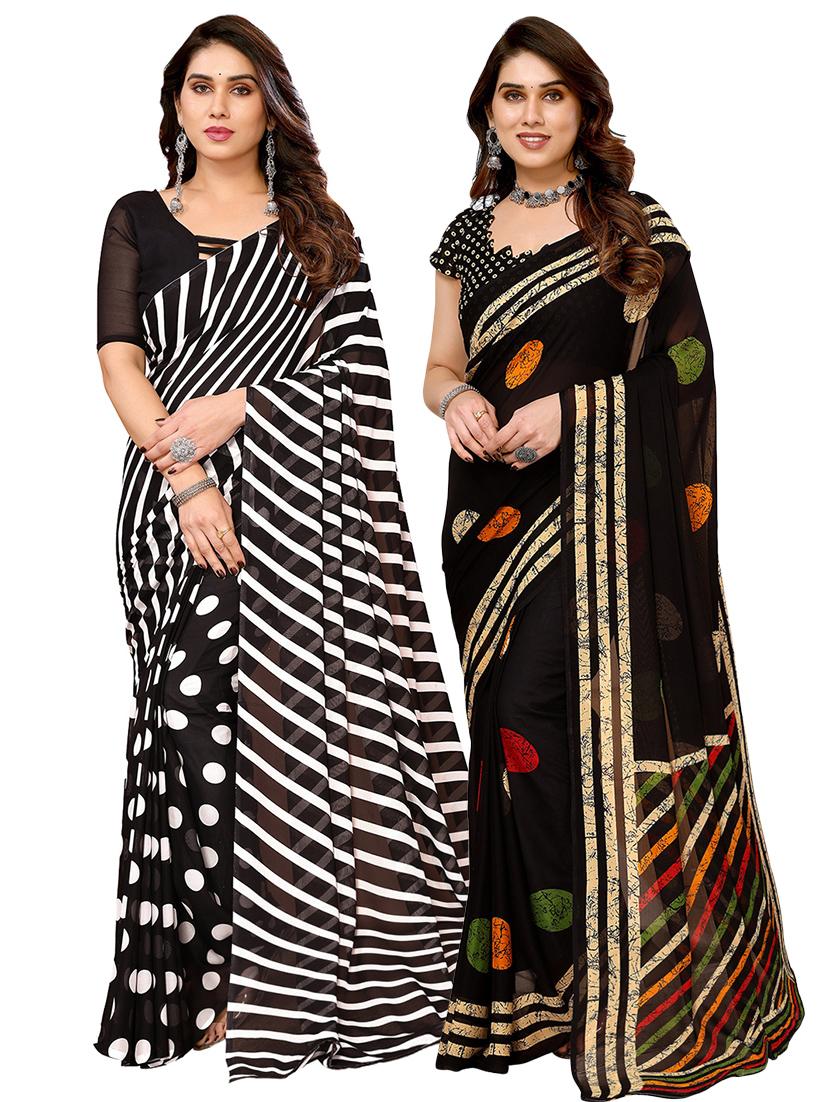 pack of 2 printed casual wear sarees with blouse - 21411876 -  Zoom Image - 0