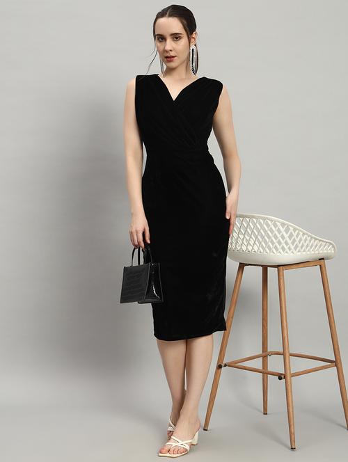 women black velvet bodycon dress - 21412149 - Standard Image - 0