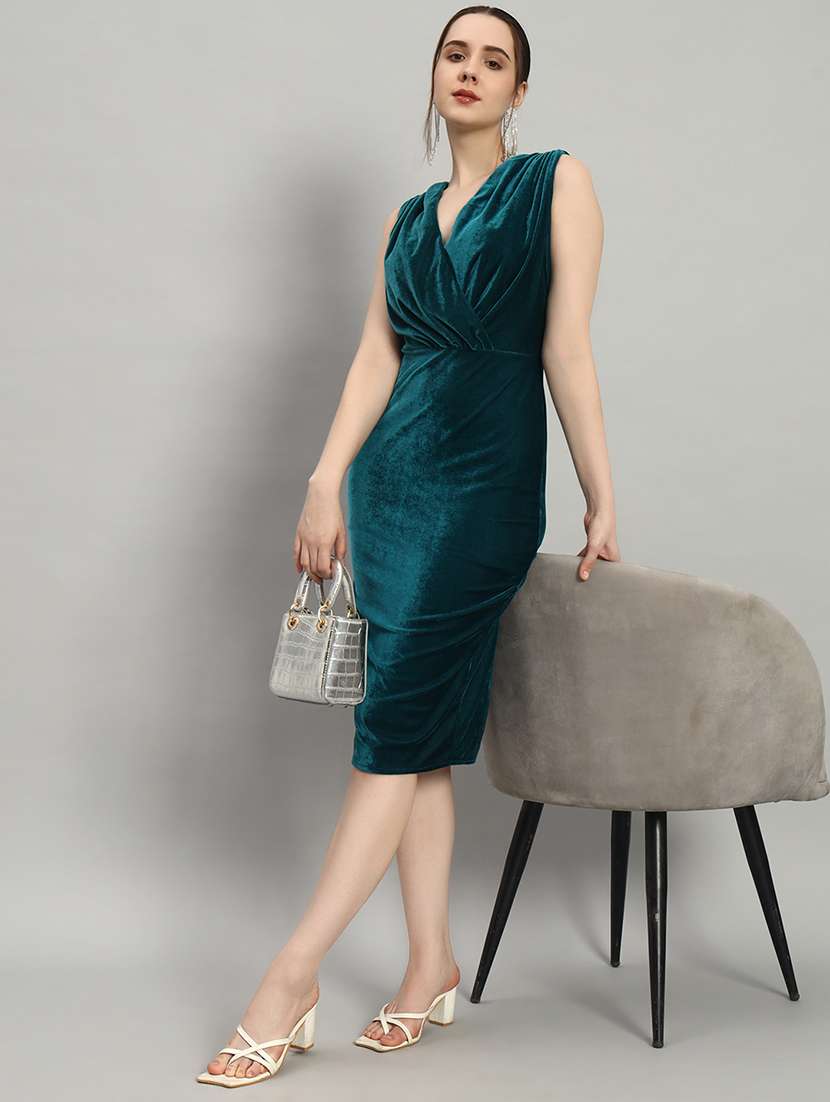 women rama green velvet bodycon dress - 21412155 -  Zoom Image - 0