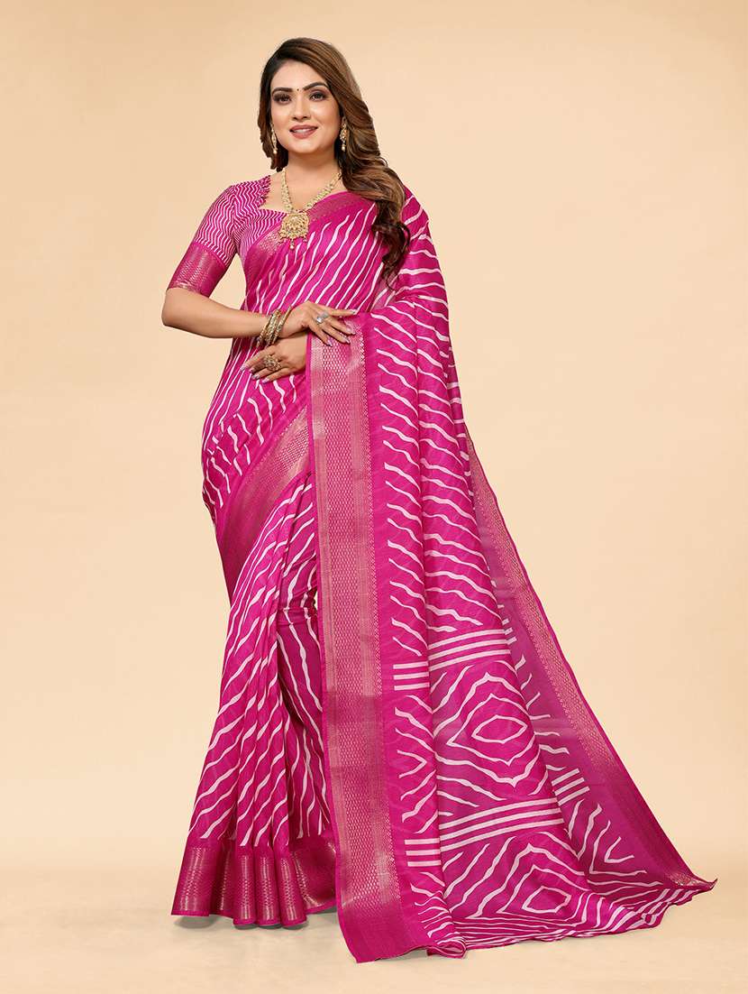 women printed saree with blouse