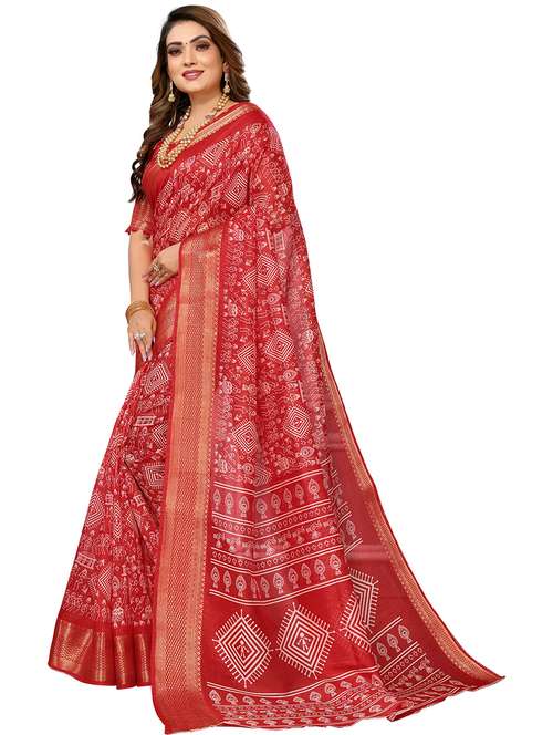 women red warli printed saree with blouse - 21412273 - Standard Image - 0