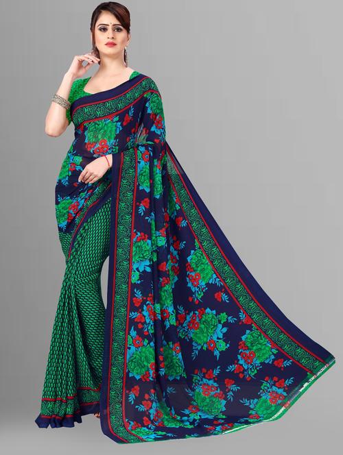 women printed casual wear saree with blouse - 21412455 -  Standard Image - 0