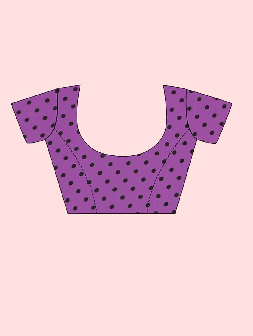 women purple polka dots printed saree with blouse - 21412481 -  Standard Image - 2