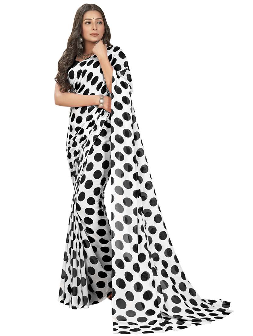 women polka dots casual wear saree with blouse
