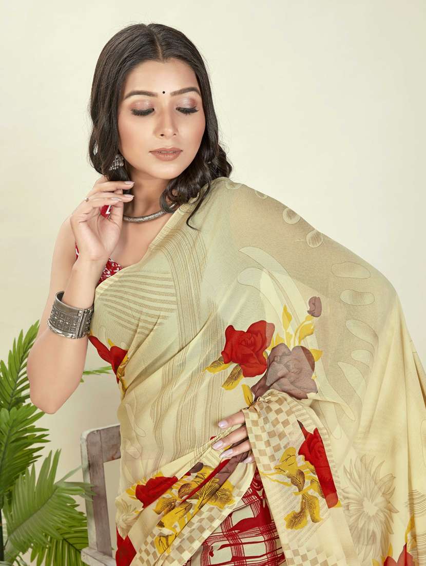 women casual wear georgette saree with blouse - 21412543 -  Standard Image - 2