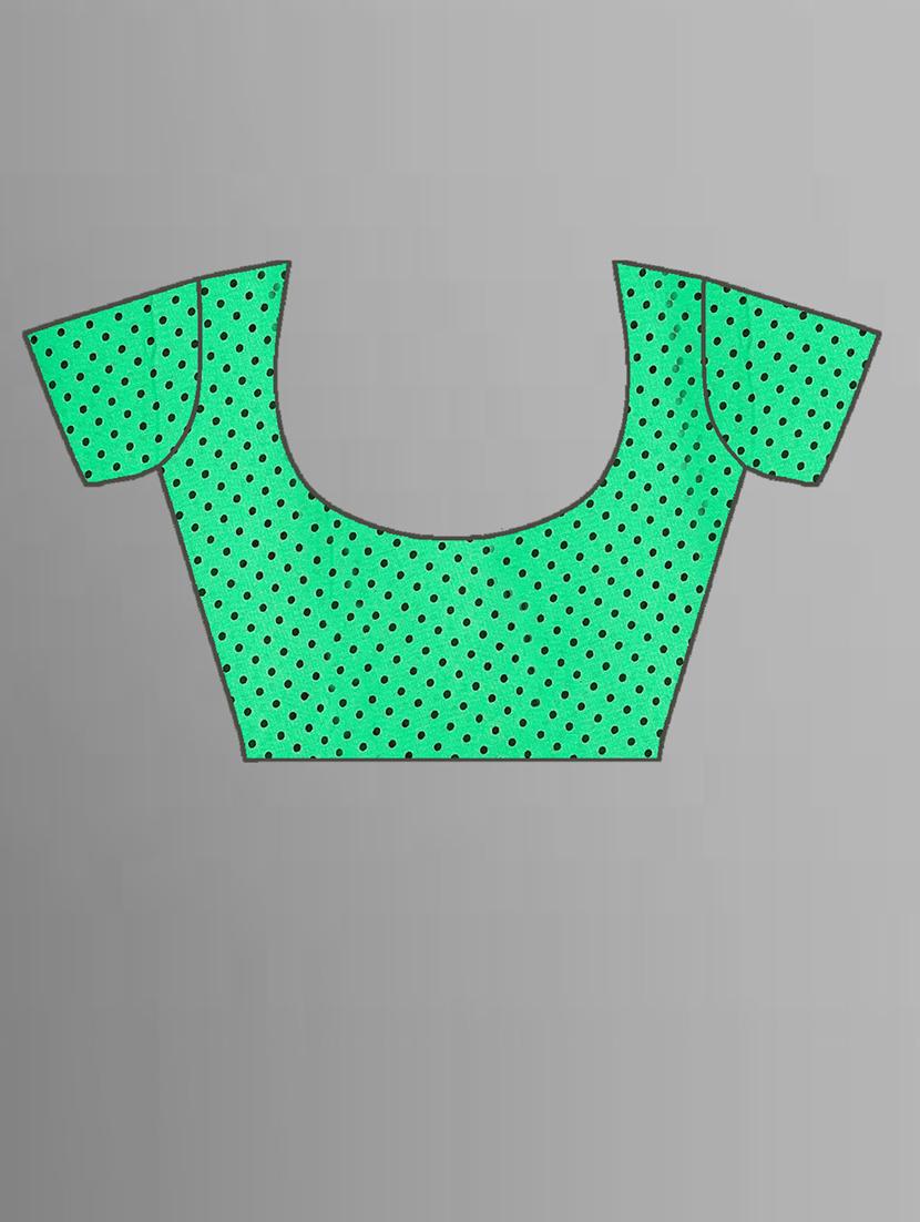 women green polka dots printed saree with blouse - 21412848 - Standard Image - 2