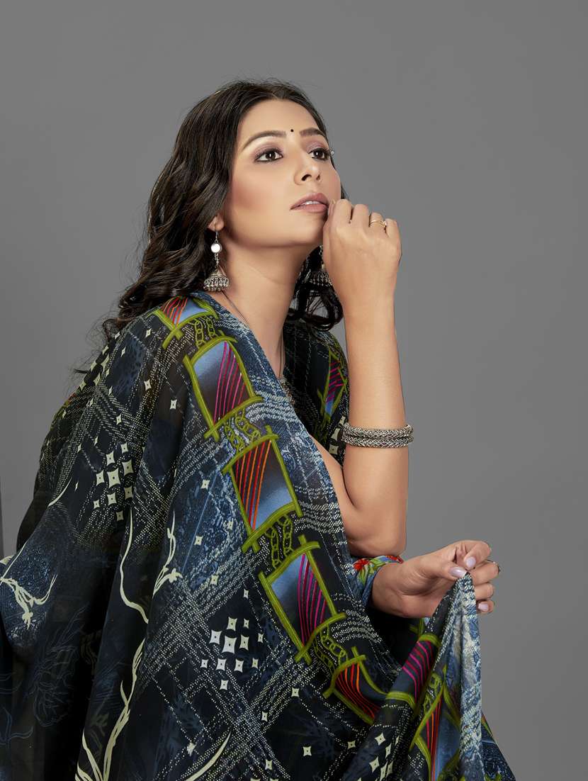 women casual wear georgette saree with blouse - 21412909 -  Standard Image - 2