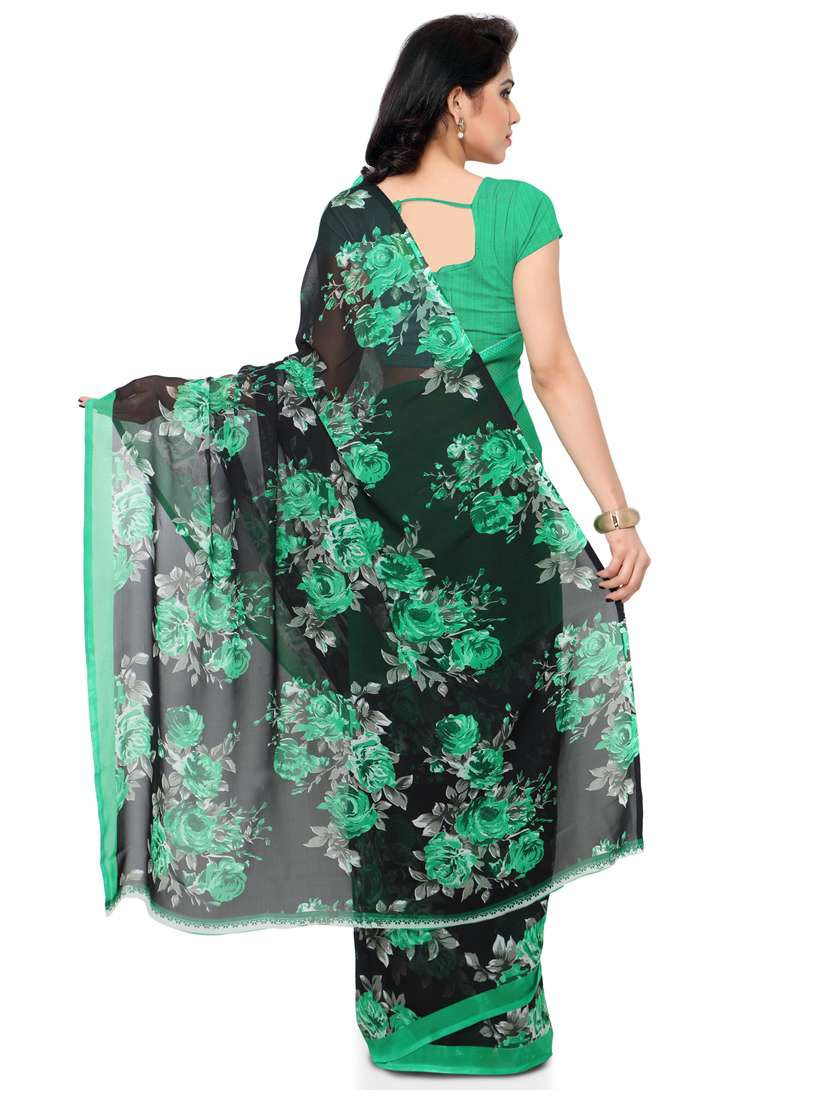 women green floral printed saree with blouse - 21413063 -  Standard Image - 2