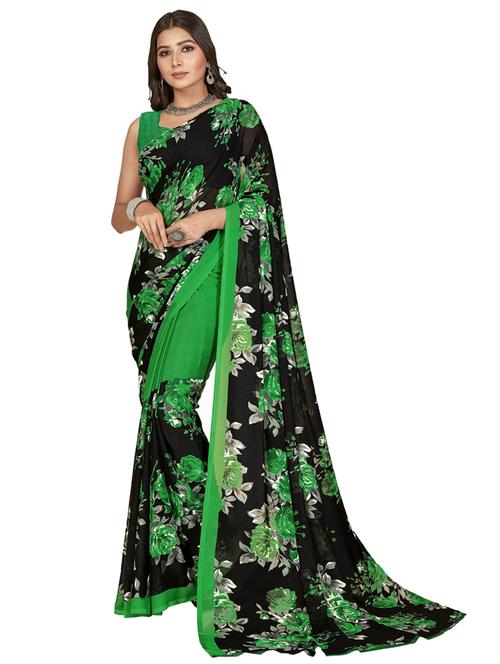 women green floral printed saree with blouse - 21413156 - Standard Image - 0