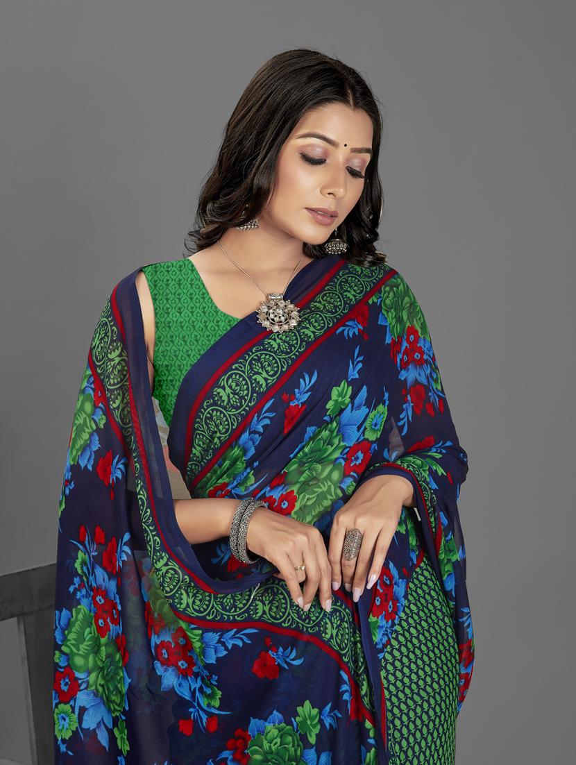 women casual wear georgette saree with blouse - 21413234 - Standard Image - 2