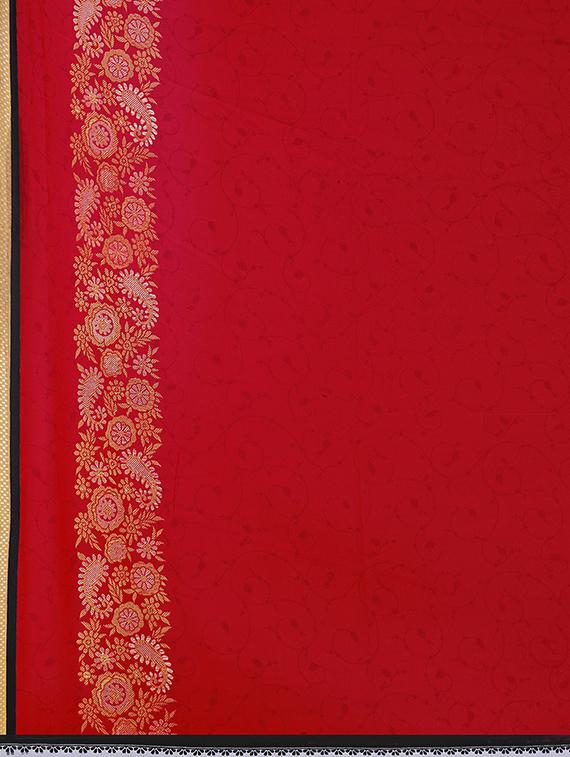 red embroidered half and half saree with blouse - 21413259 - Standard Image - 2