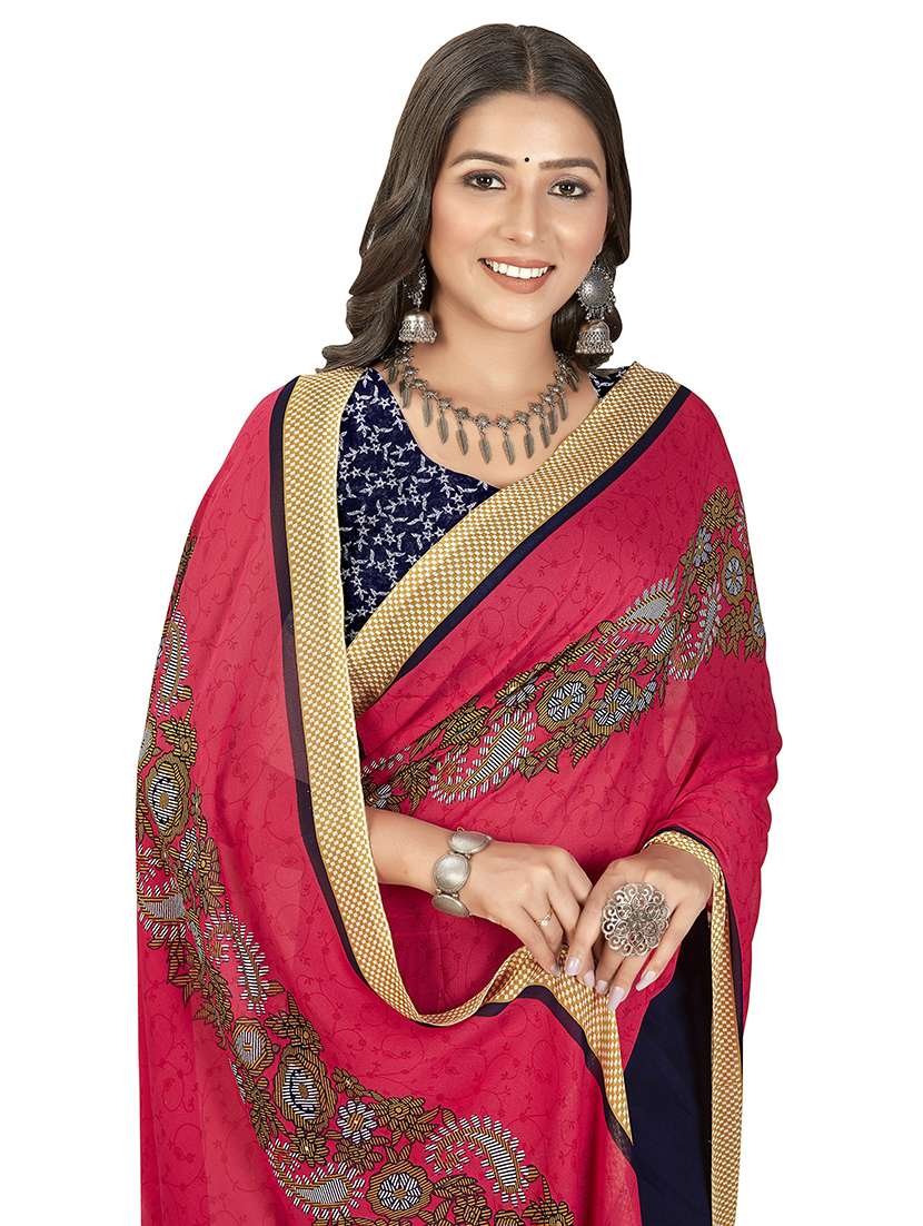 women pink half & half saree with blouse - 21413389 -  Standard Image - 2