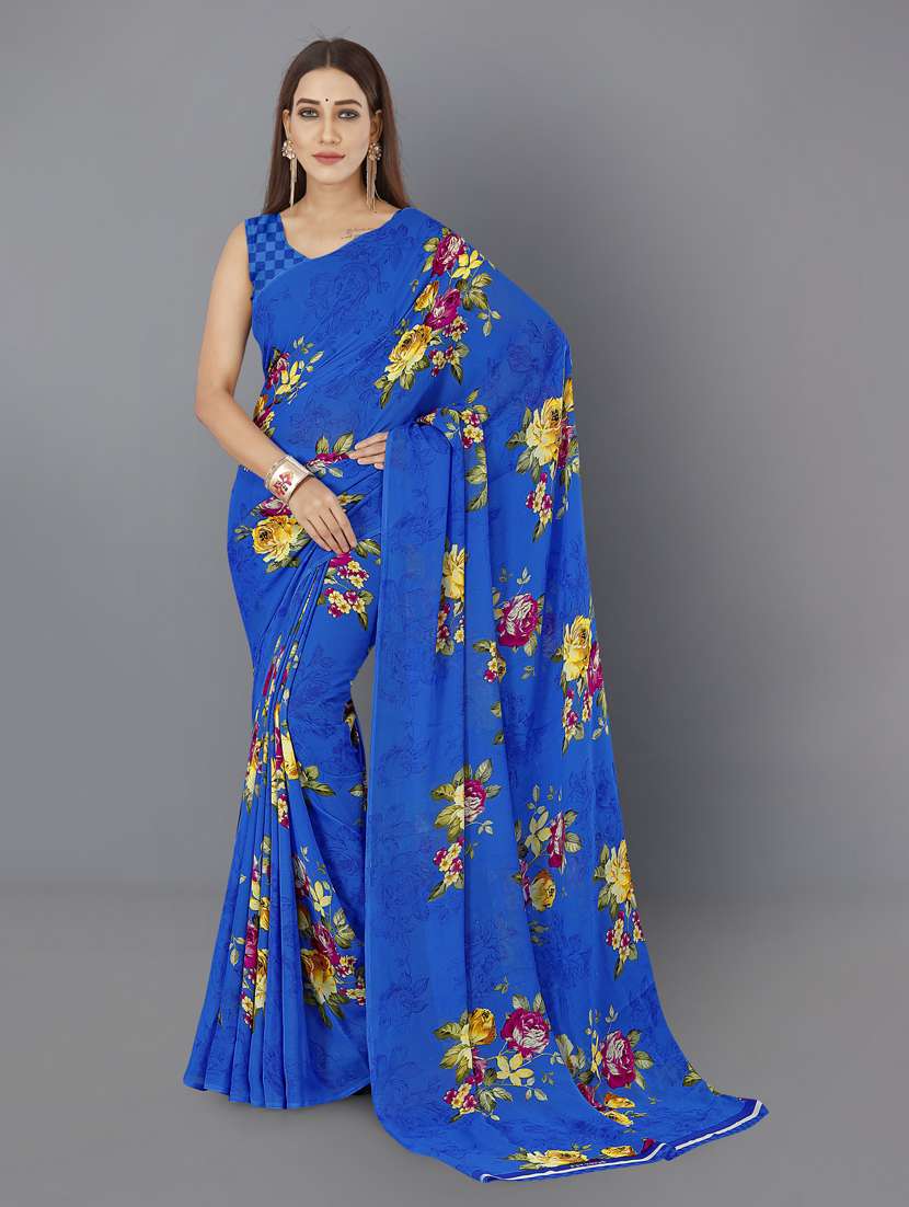 women printed georgette saree with blouse