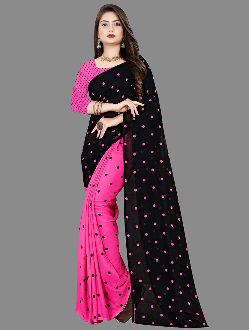 polka dots half & half saree with blouse - 21413486 - Zoom Image - 0