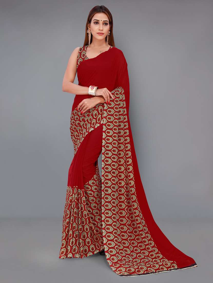 women printed georgette saree with blouse