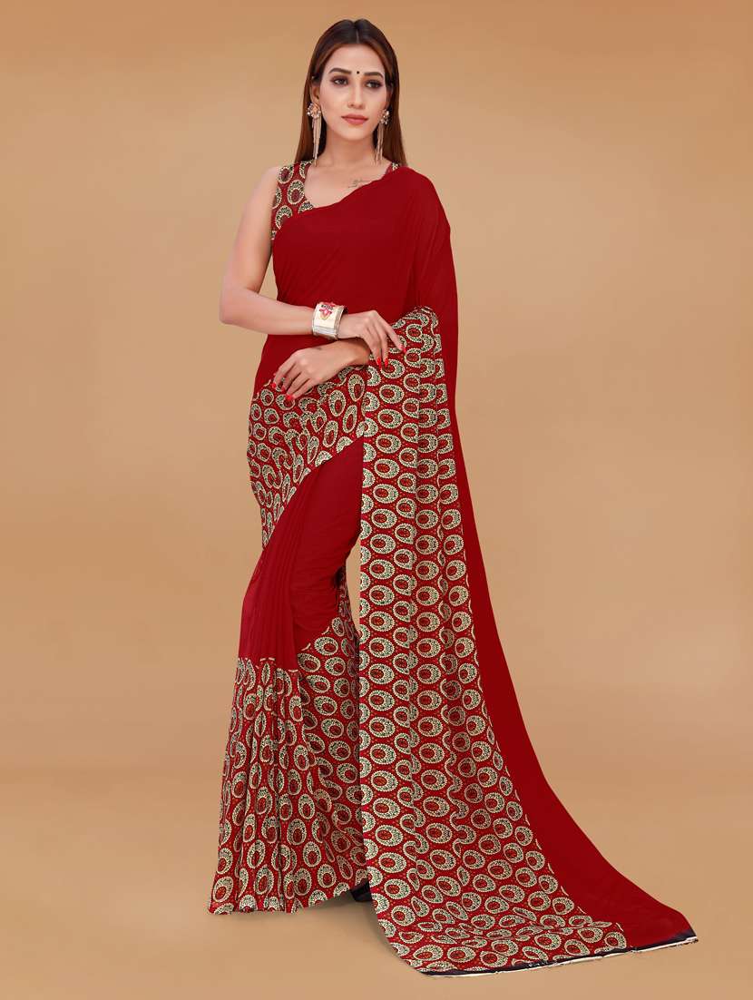 women printed georgette saree with blouse