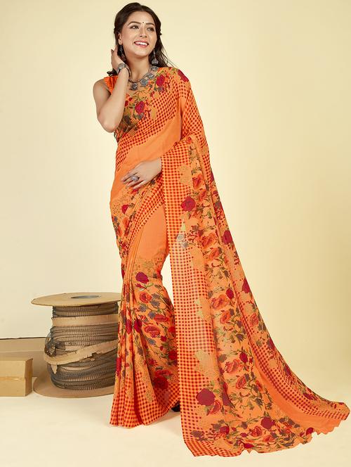 women casual wear georgette saree with blouse - 21413737 -  Standard Image - 0
