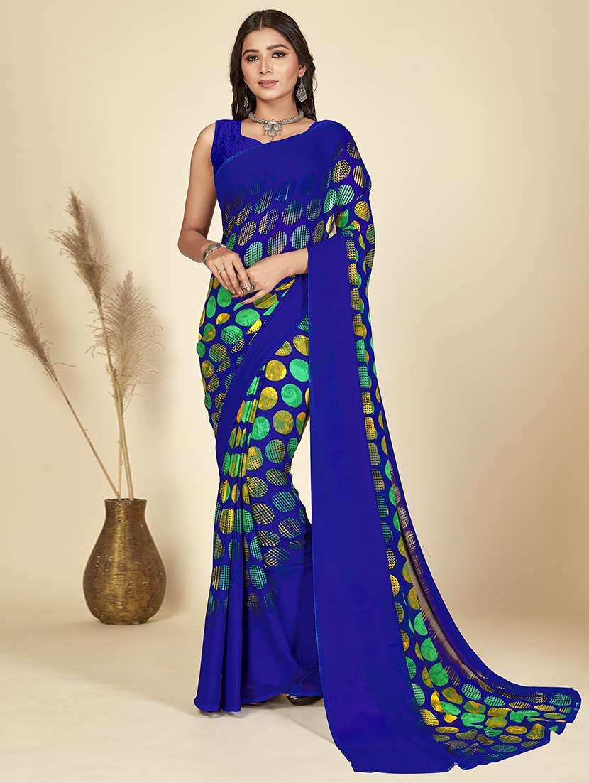 women printed georgette saree with blouse