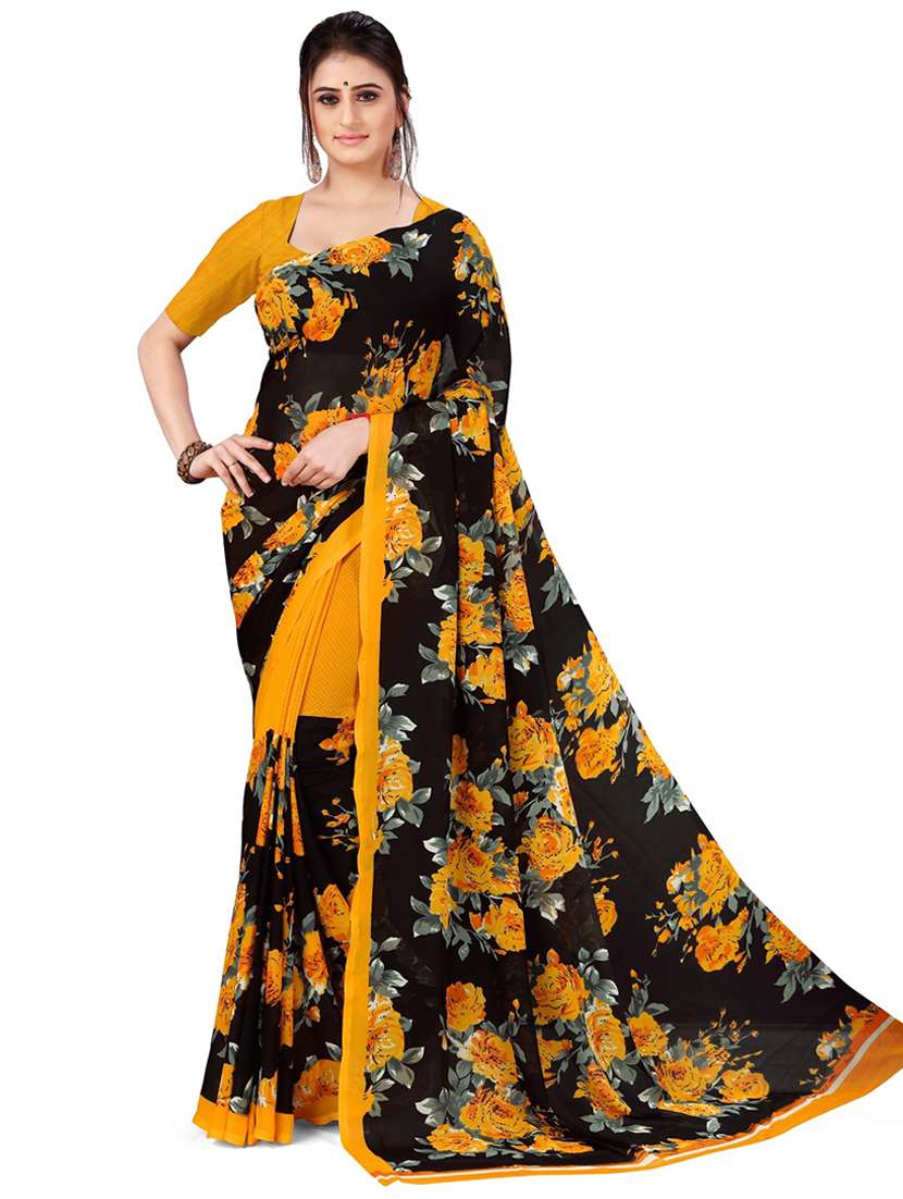 women printed casual wear saree with blouse