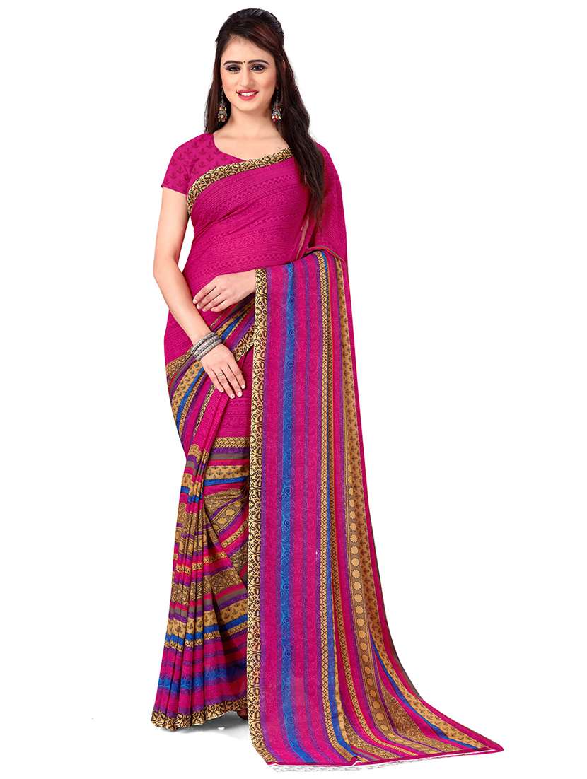 women printed georgette saree with blouse